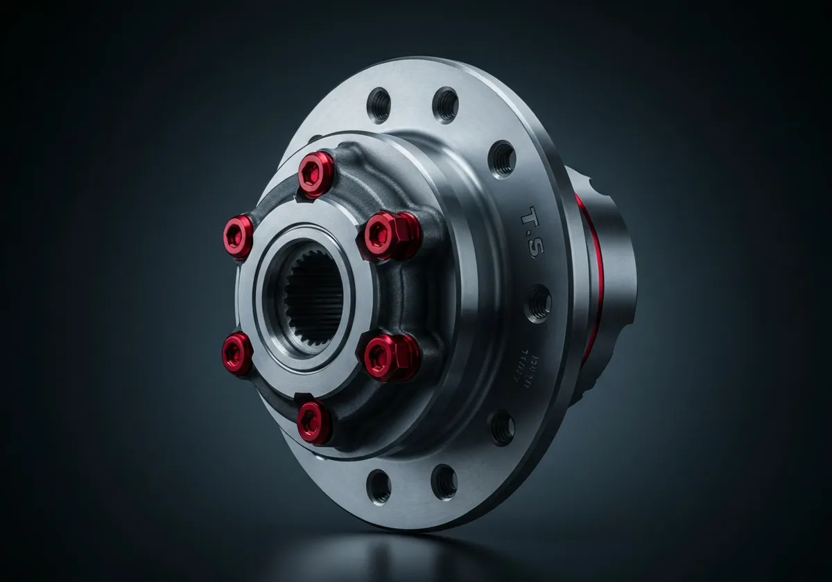 Wheel hub installation close-up