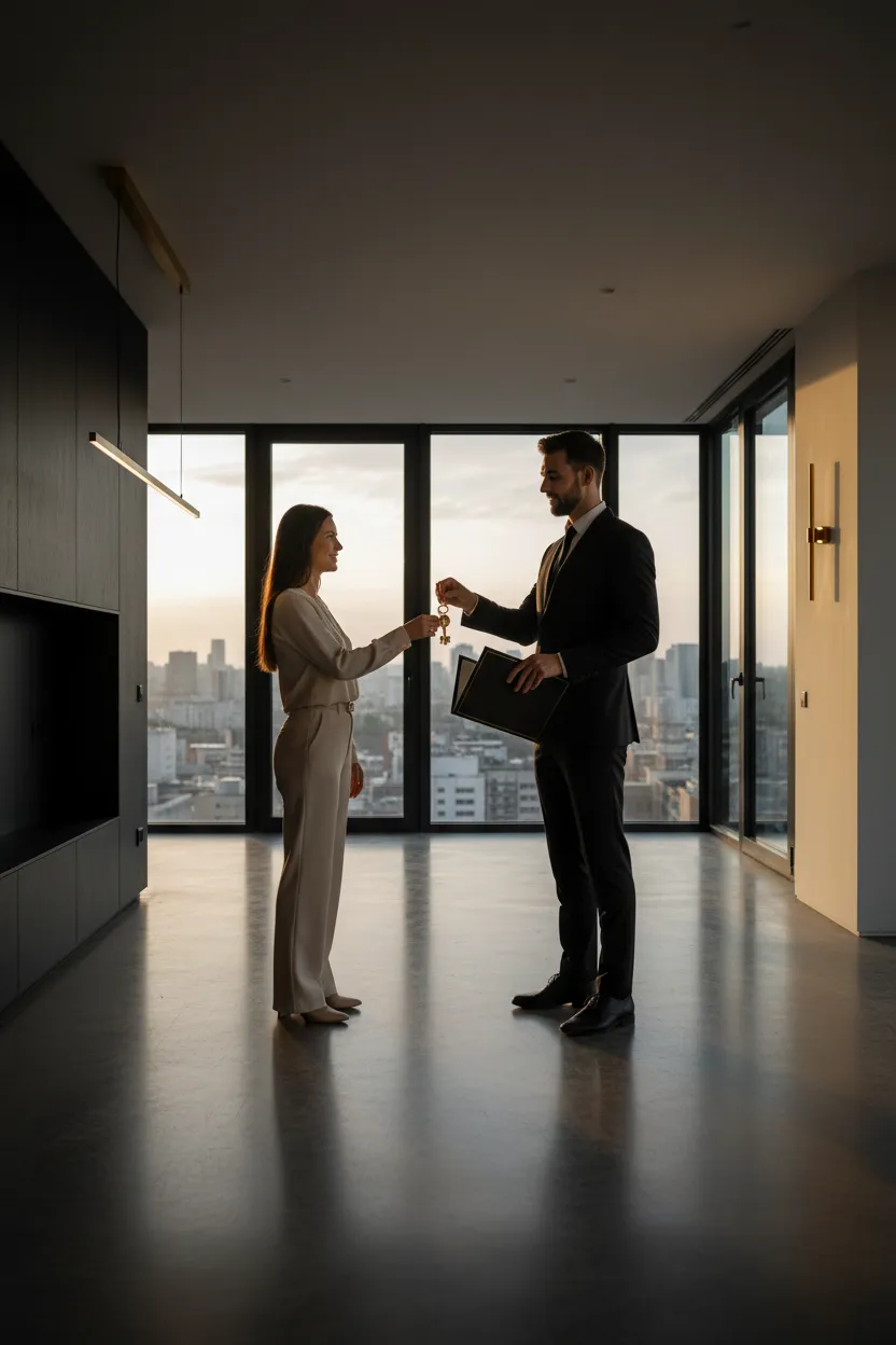 Professional property turnover inspection in a high-end luxury apartment