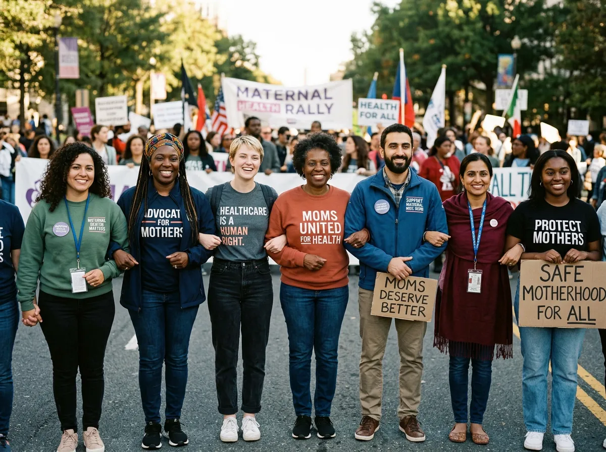 Health advocates locked arm in arm in solidarity