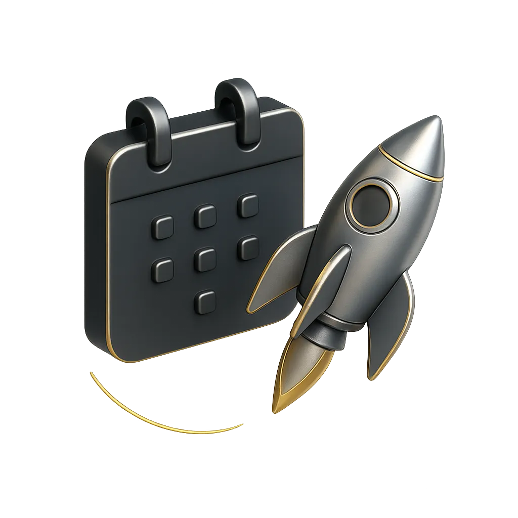 Visual calendar and deployment rocket isometric view