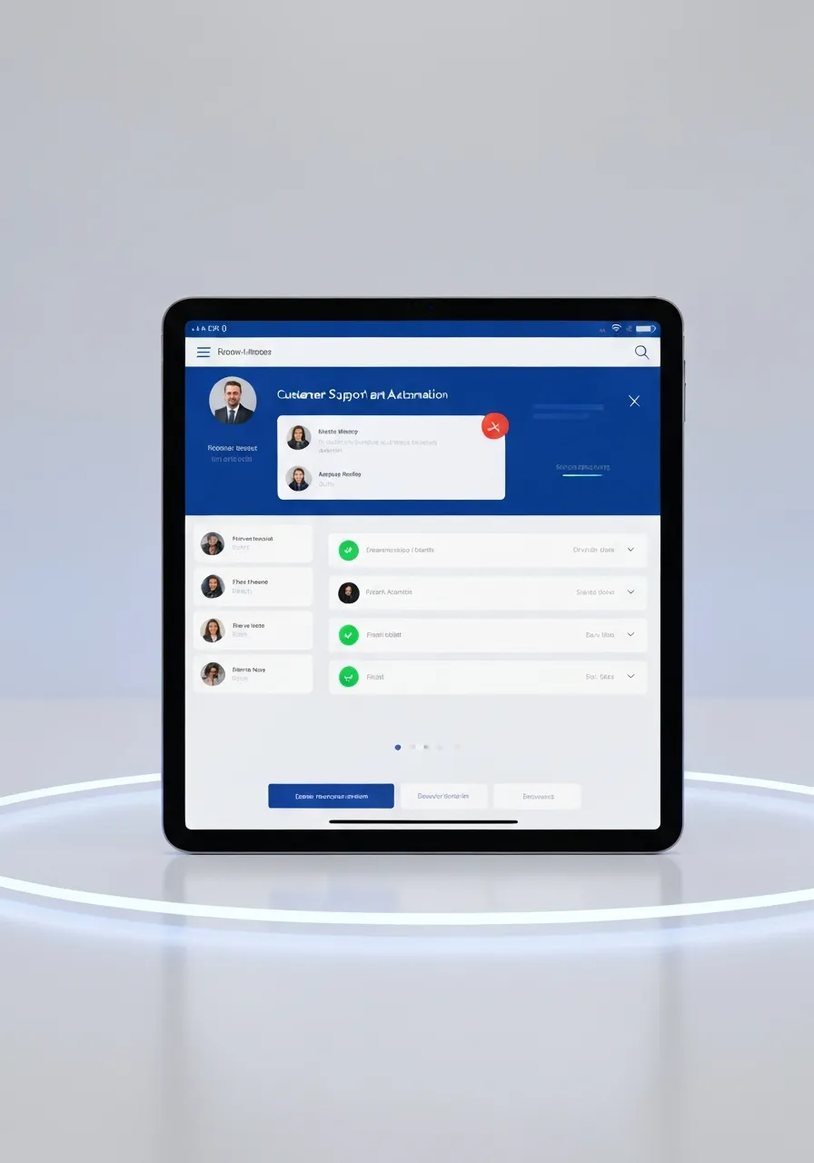 Customer support and automation interface dashboard on a tablet