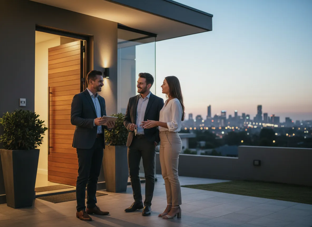 NN Properties agent meeting clients at a Johannesburg property