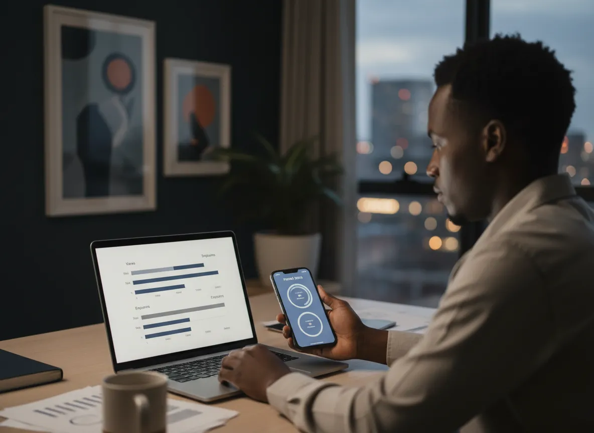 Agent reviewing digital marketing performance for Johannesburg property listing