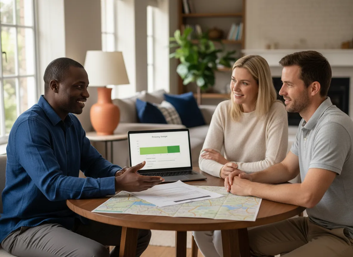Johannesburg estate agent discussing property valuation with a homeowner