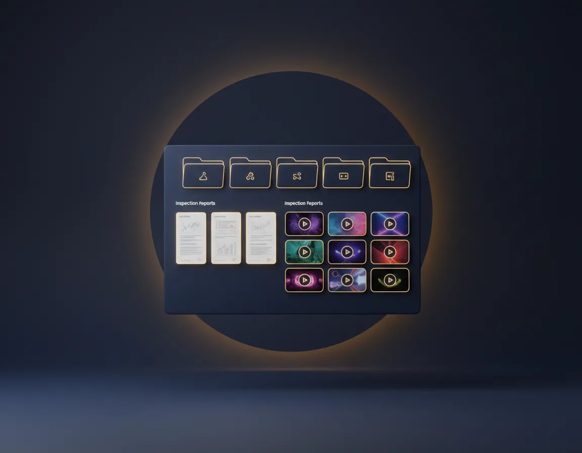 Asset Vault UI showing property reports and galleries