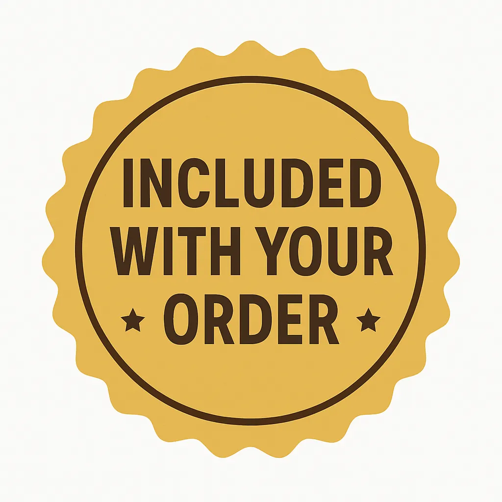 Included with your order gold badge mockup