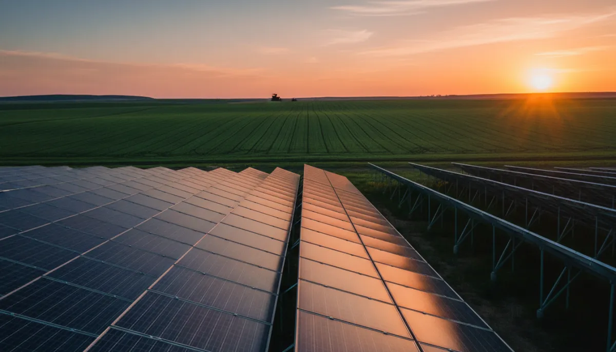 Valley Row Crops aerial view showcasing solar installation