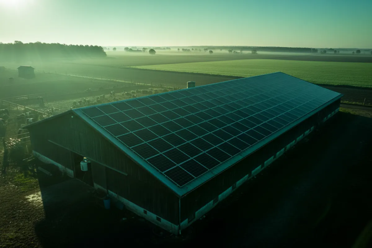 Solar array installation at Miller Dairy Farm