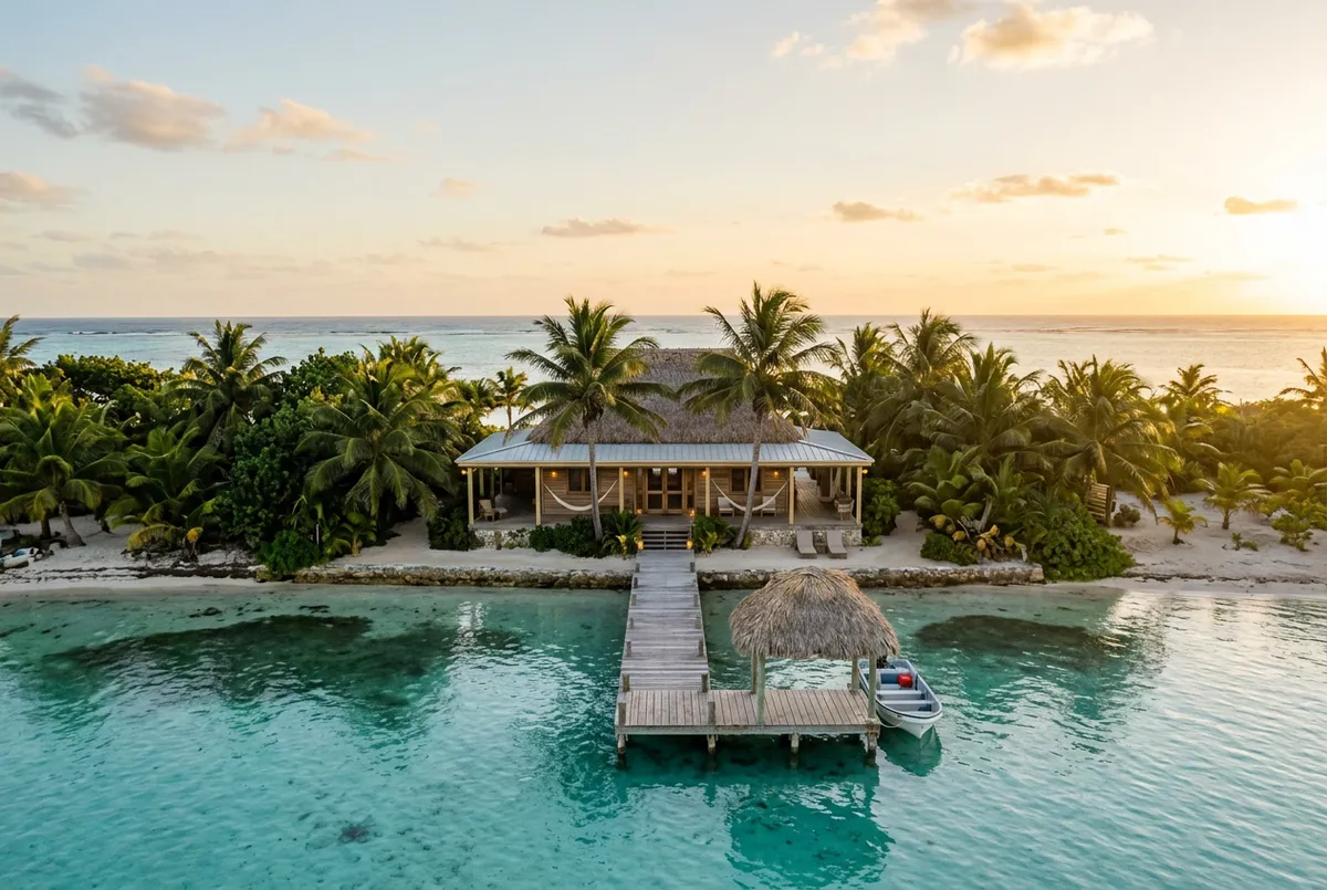 Private beachfront property on Ambergris Caye Belize with turquoise waters