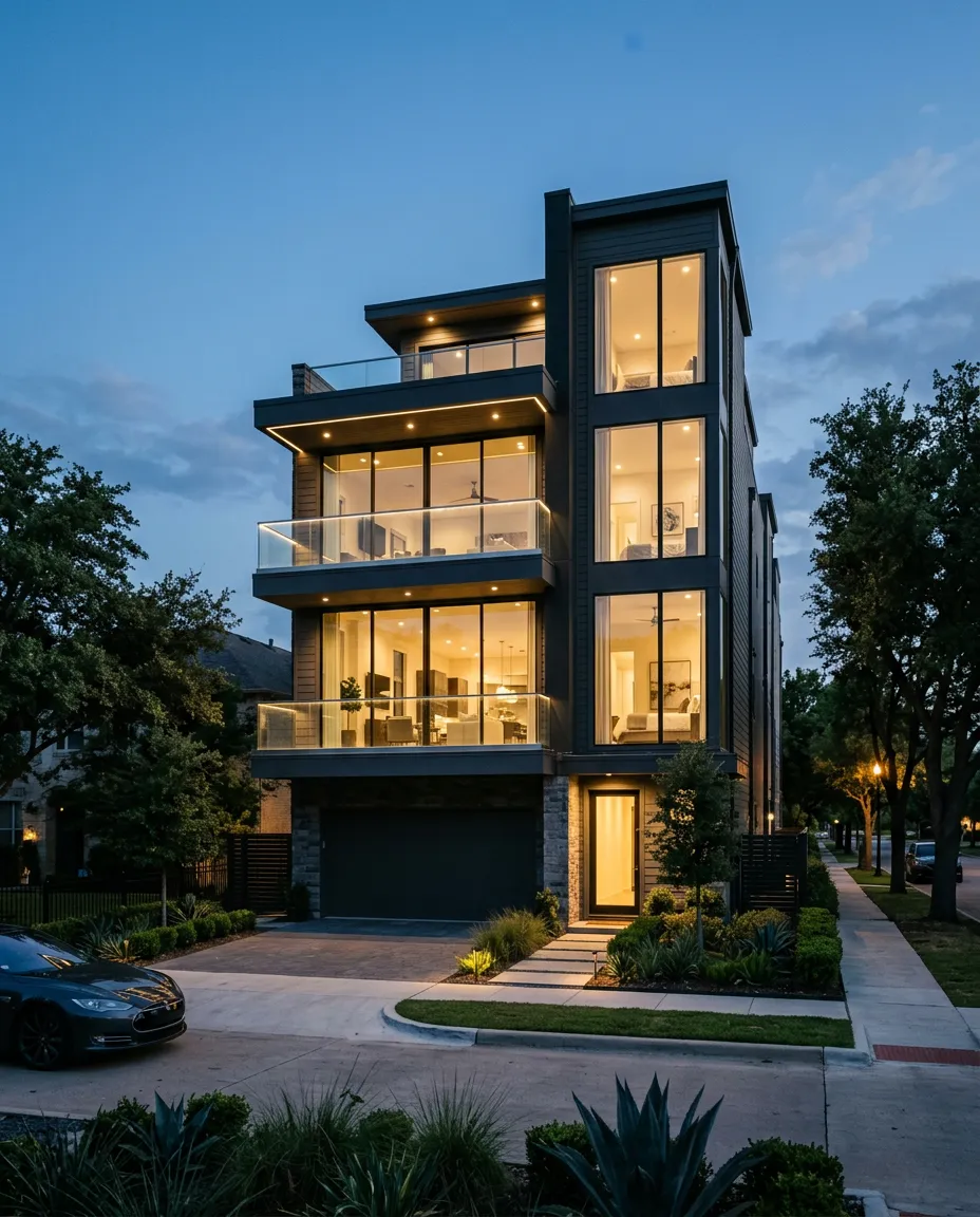 Luxury residential dusk skyline in Dallas representing premium DSCR real estate portfolio assets