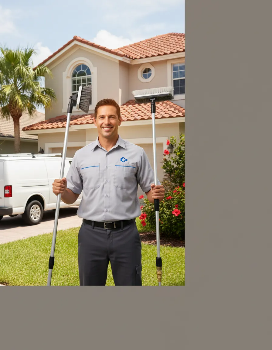 Professional Branom's technician in uniform arriving for service