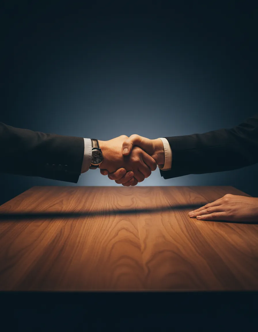 Houston real estate professionals shaking hands and closing a home sale