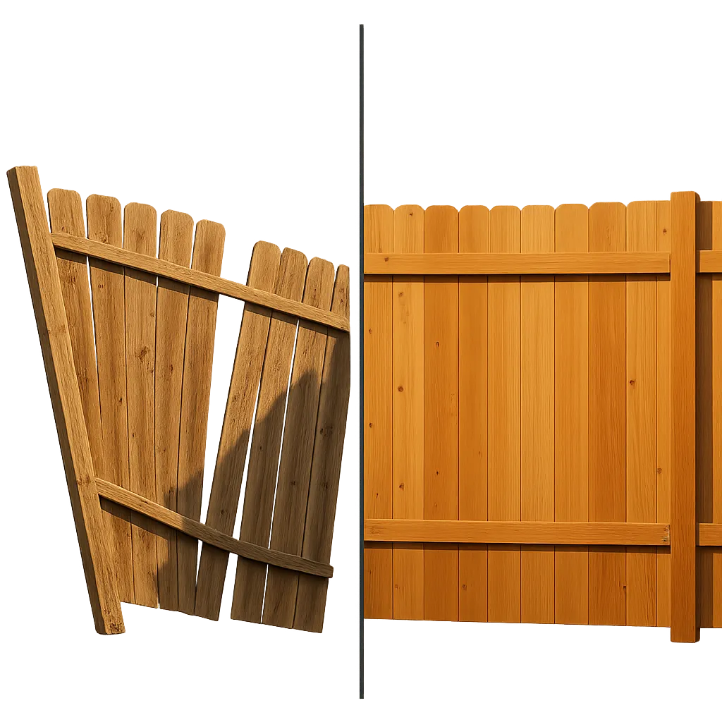 Fence Repair Before and After comparison