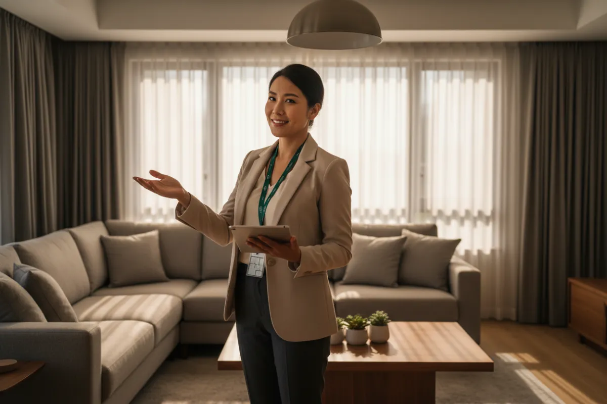 Property manager verifying residential property upkeep