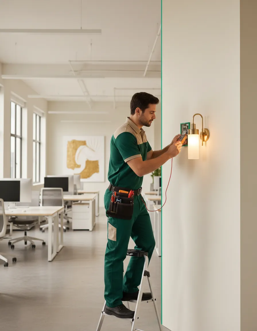 Commercial property technician providing maintenance service