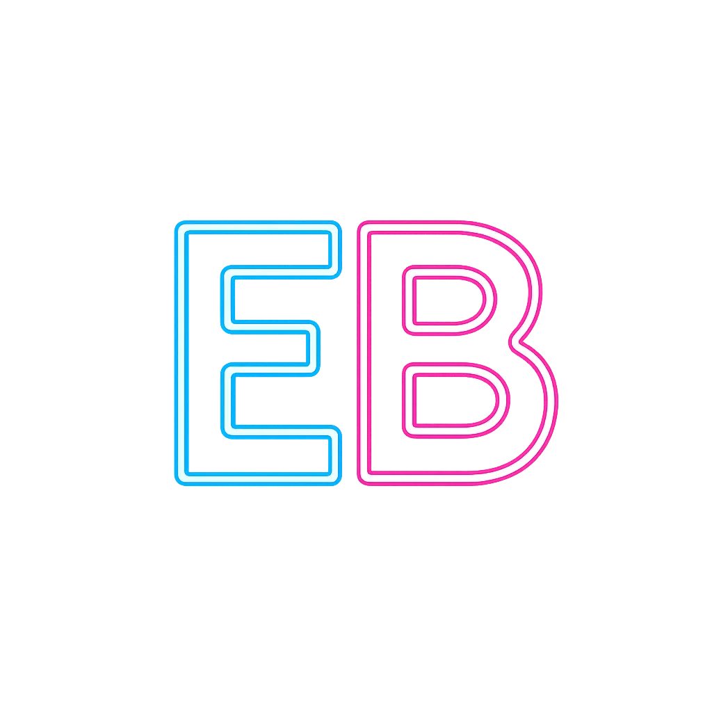 EverydayBlah neon EB monogram logo