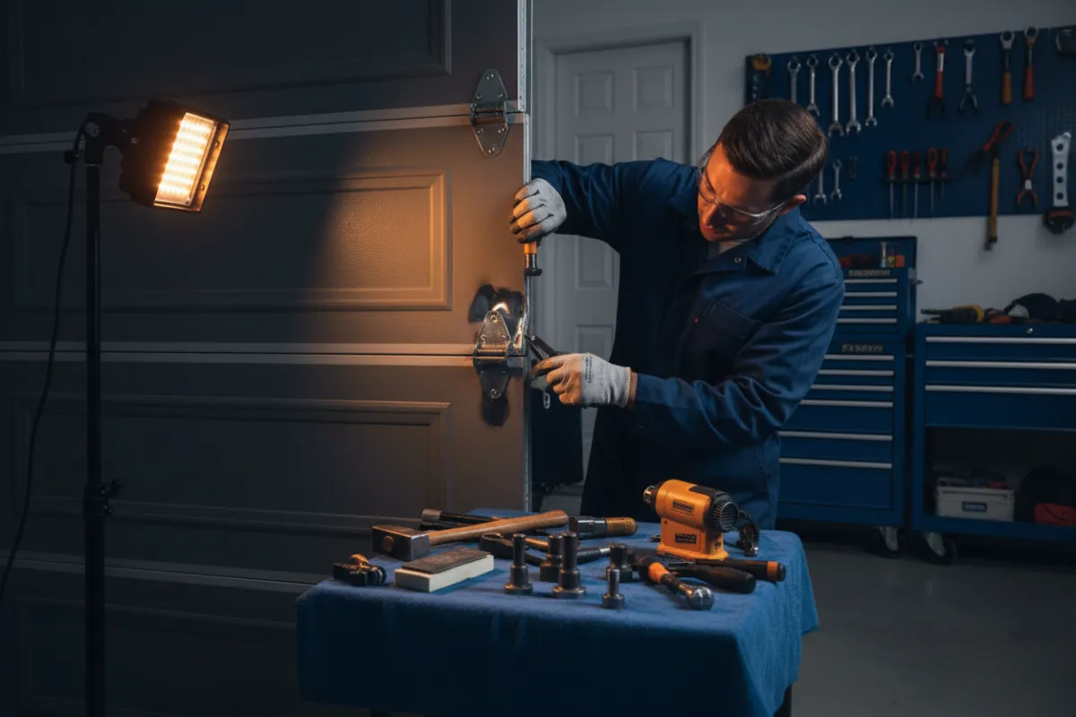 Fixing damaged or dented garage door panels