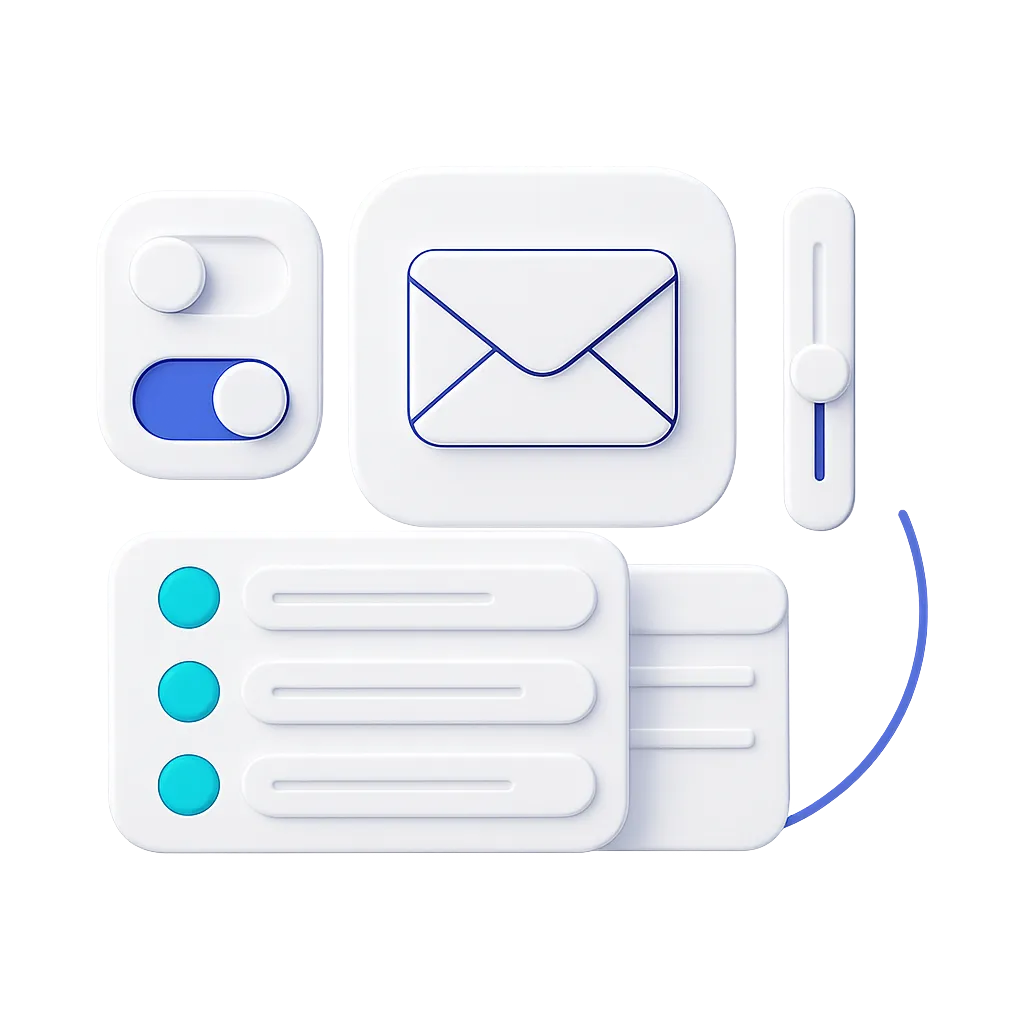 Ilustração geométrica limpa representando organização de e-mails