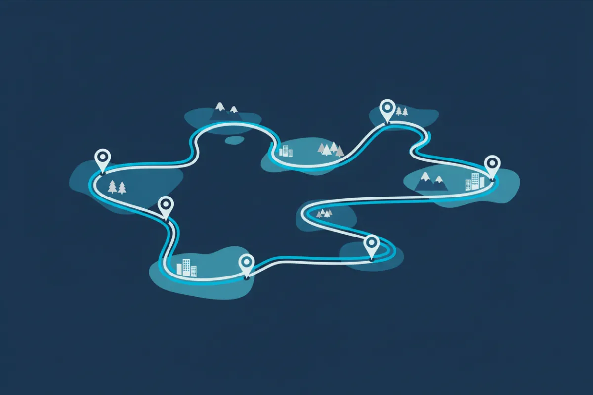 Illustrated map of the night tour route