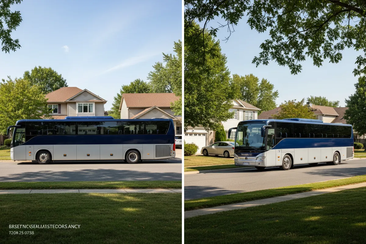 Coach exterior neighborhood shot in Las Vegas, used as contextual figure for the tour.