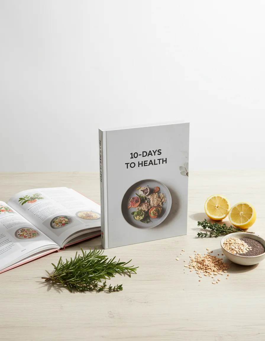 10 Days to Health cookbook cover and pages