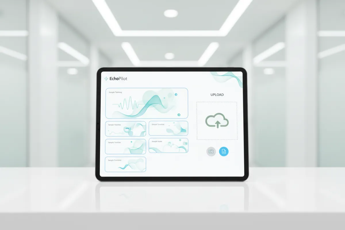 EchoPilot training interface with FAQ and intake form upload workflow