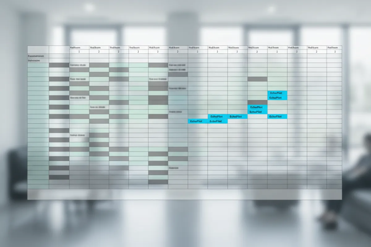 Clinic schedule board with EchoPilot reminders highlighted