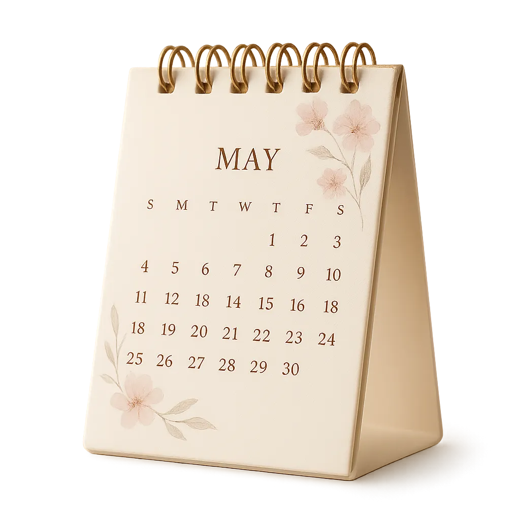 Stylized feminine floral live event calendar with soft-focus edges and sacred schedule markers