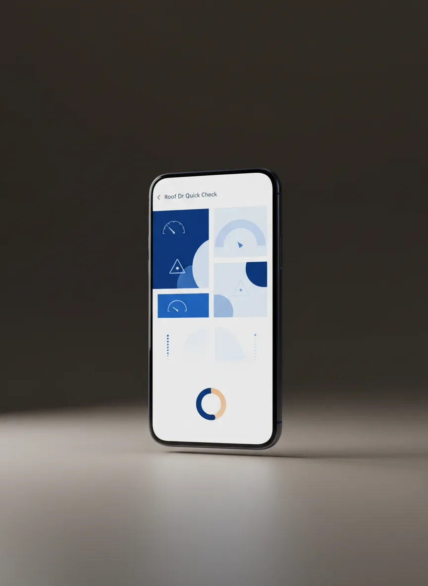 Roof Dr Quick Check AI App Interface on Mobile Device