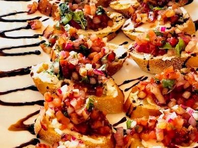 Bruschetta Dip and Sliced Baguettes