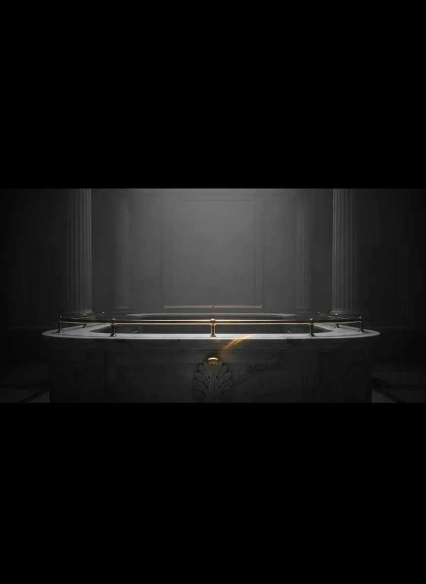 Desaturated architectural element representing private wealth