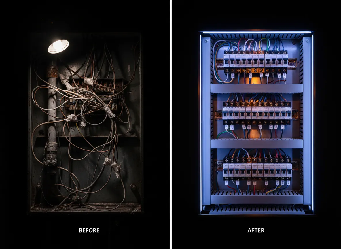 Before and after commercial electrical repair