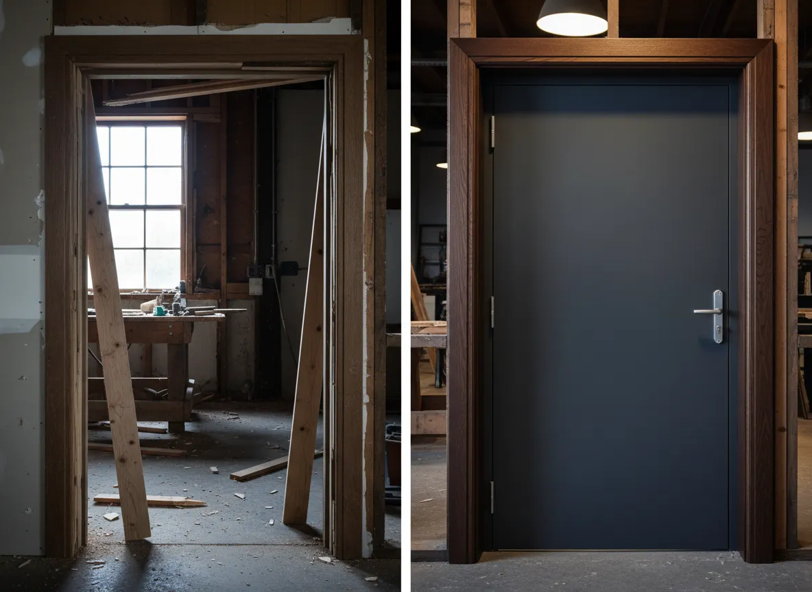 Before and after structural carpentry