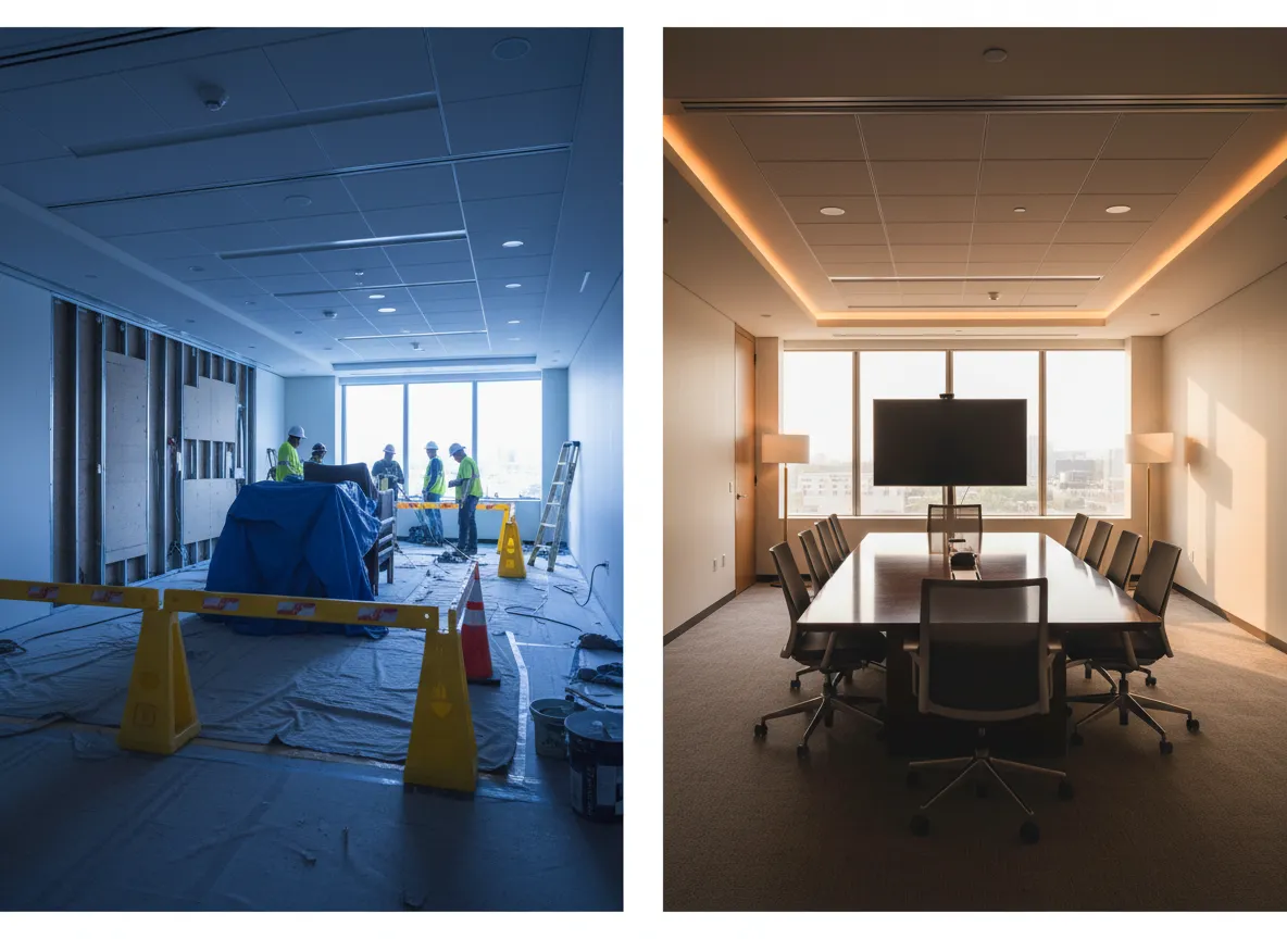Corporate office interior repaired cleanly with no operational disruption