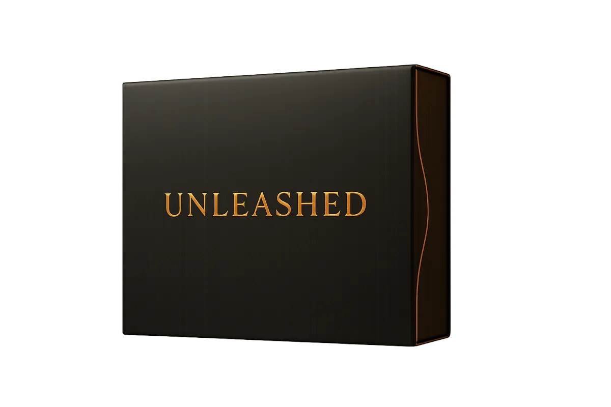A premium obsidian-black Welcome Box with gold UNLEASHED embossed logo