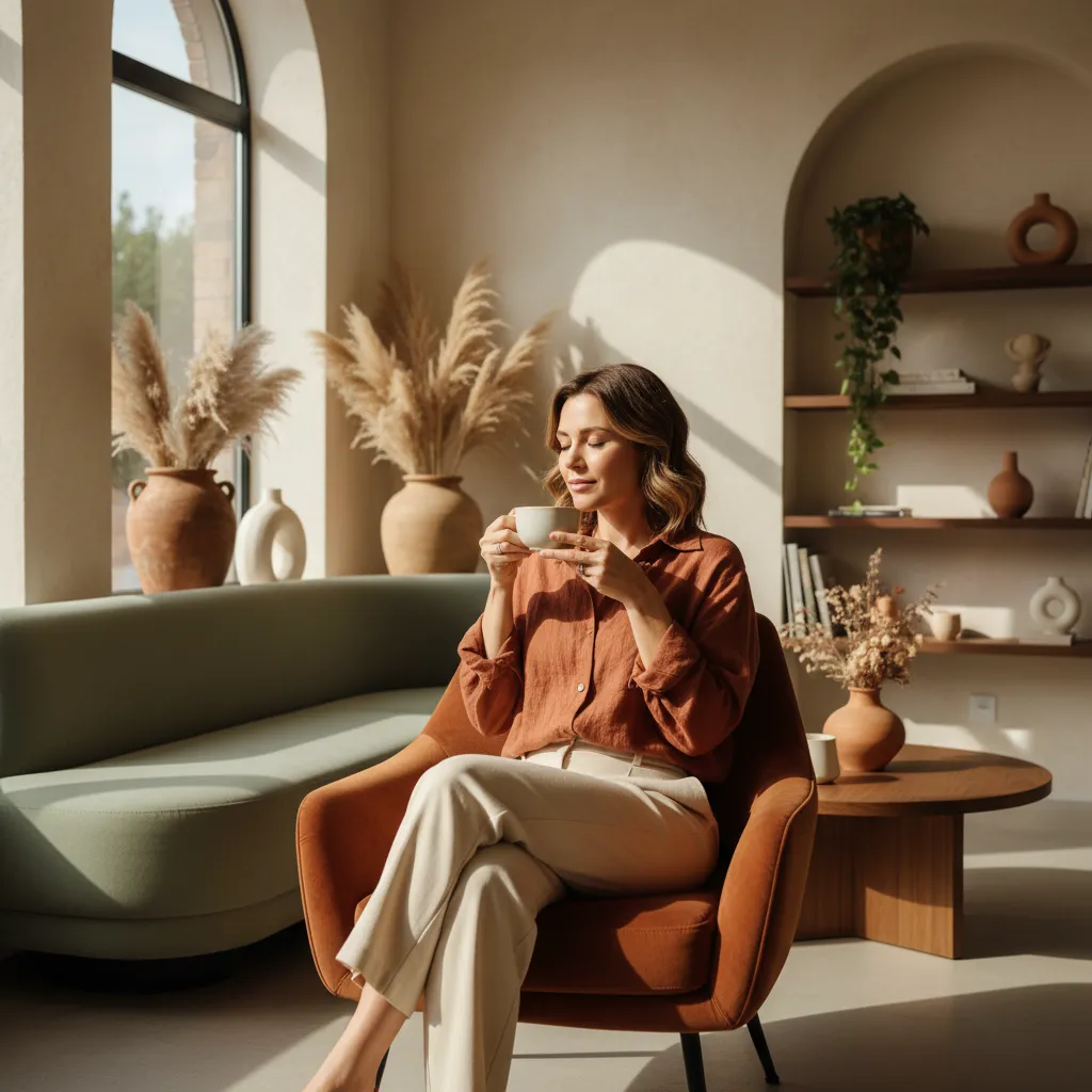 Relaxed salon owner enjoying a calm moment