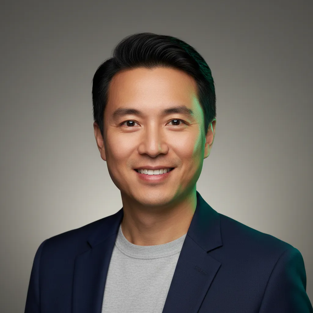 Portrait of David Chen, CEO of TechFlow