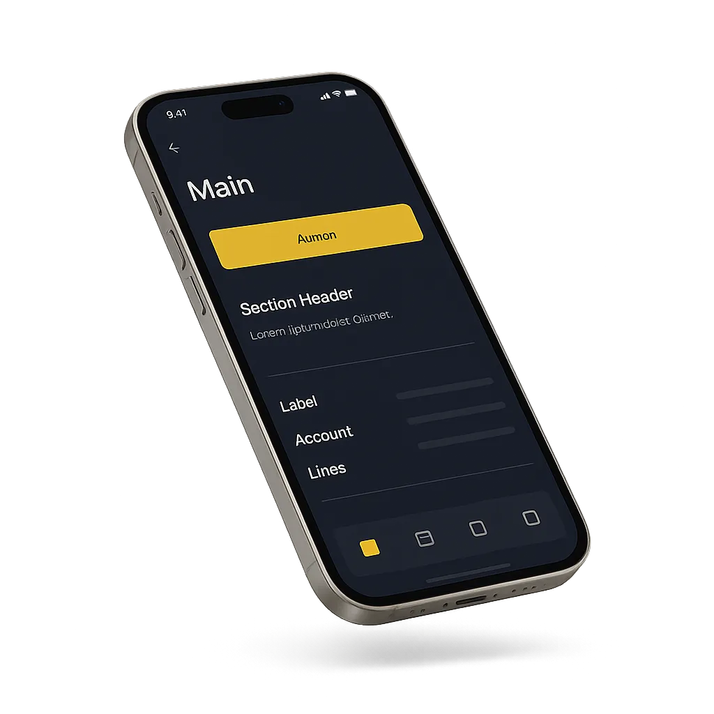 Scorpion App interface mockup on iPhone