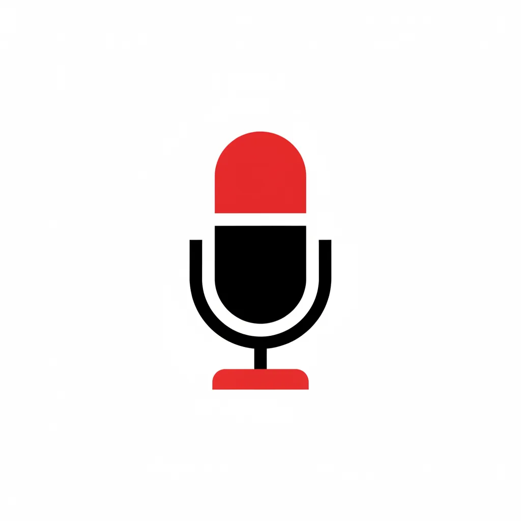 Episode 40: Podcast microphone icon in red and black on white background