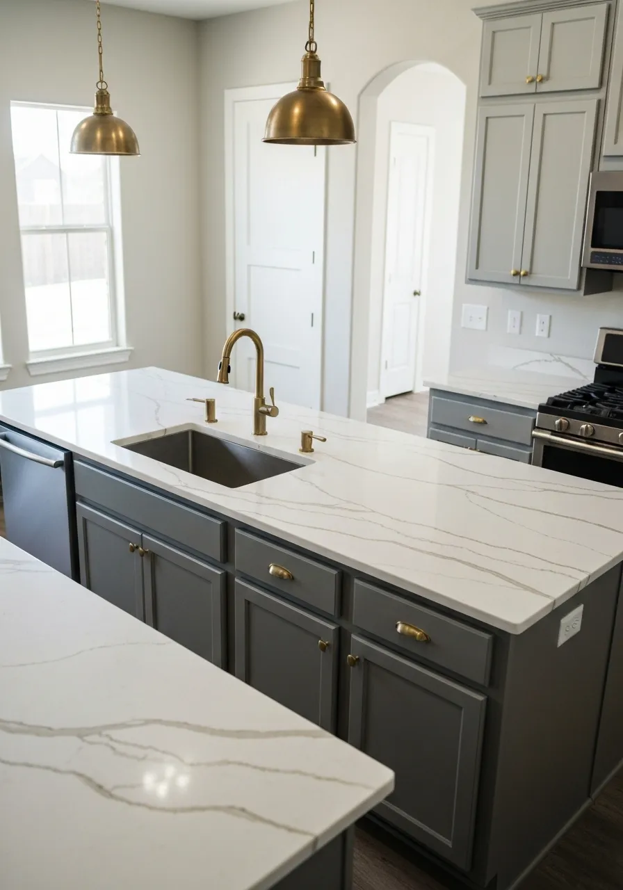 High-end quartzite countertops showcasing premium material upgrades