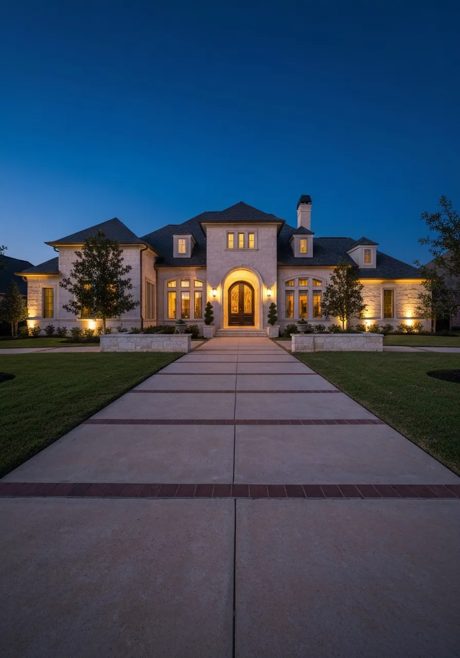 A welcoming luxury home exterior showcasing premium architectural design