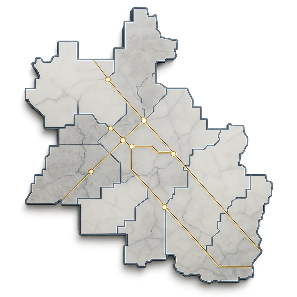 Premium stone textures and mapping representing our Greater Houston service regions