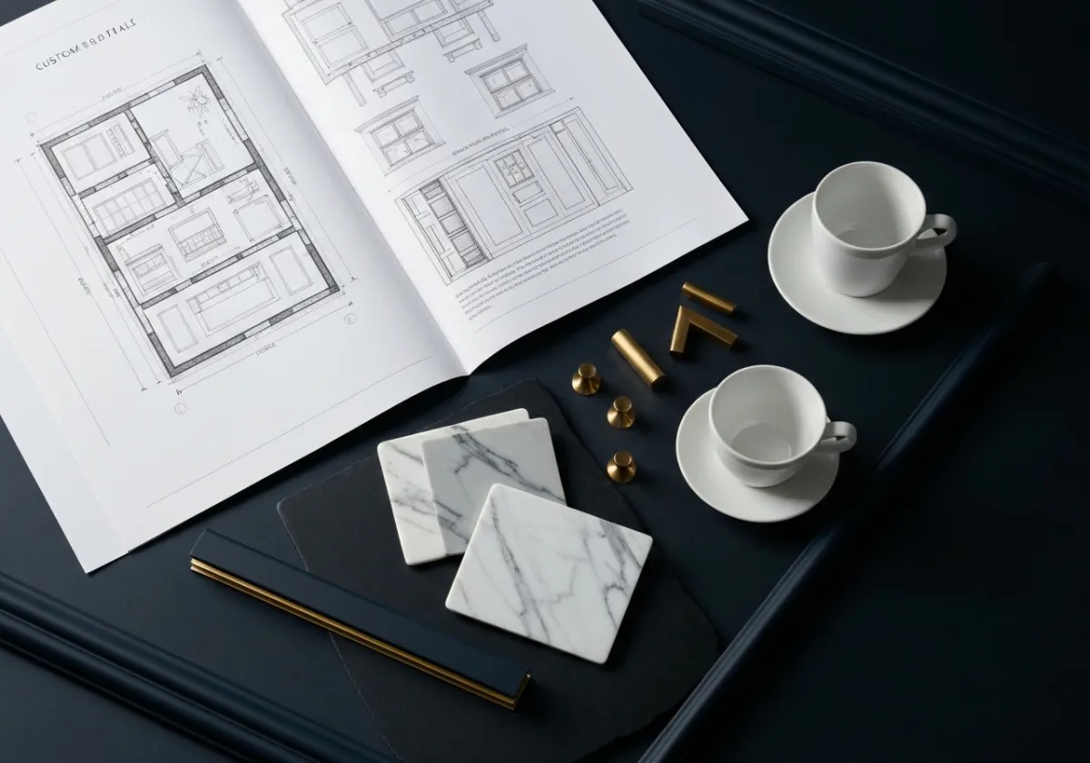 Custom kitchen design boards and layout planning for a luxury Sugar Land renovation