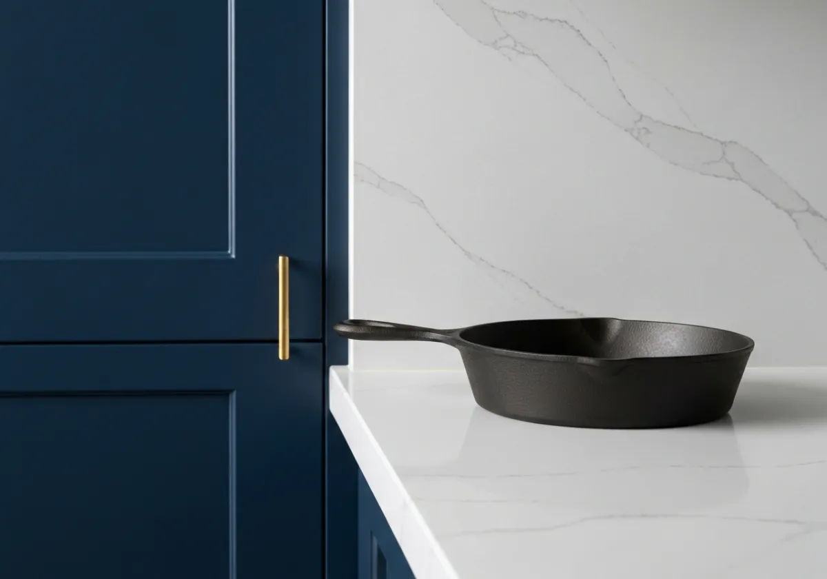 Close-up of high-density quartz countertop showcasing material durability