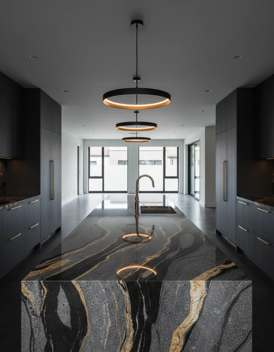 Custom granite kitchen countertops in a modern Porter home