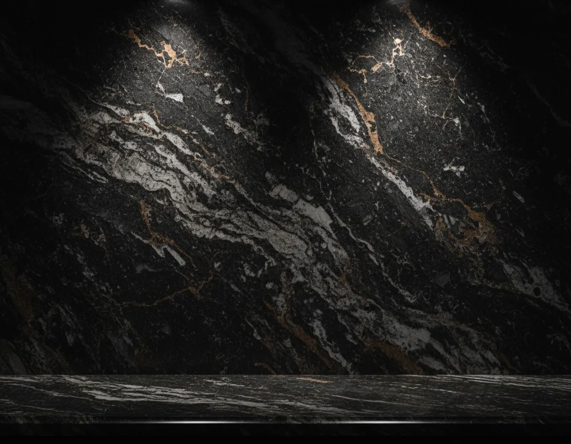 Unique natural veining on a custom granite countertop surface