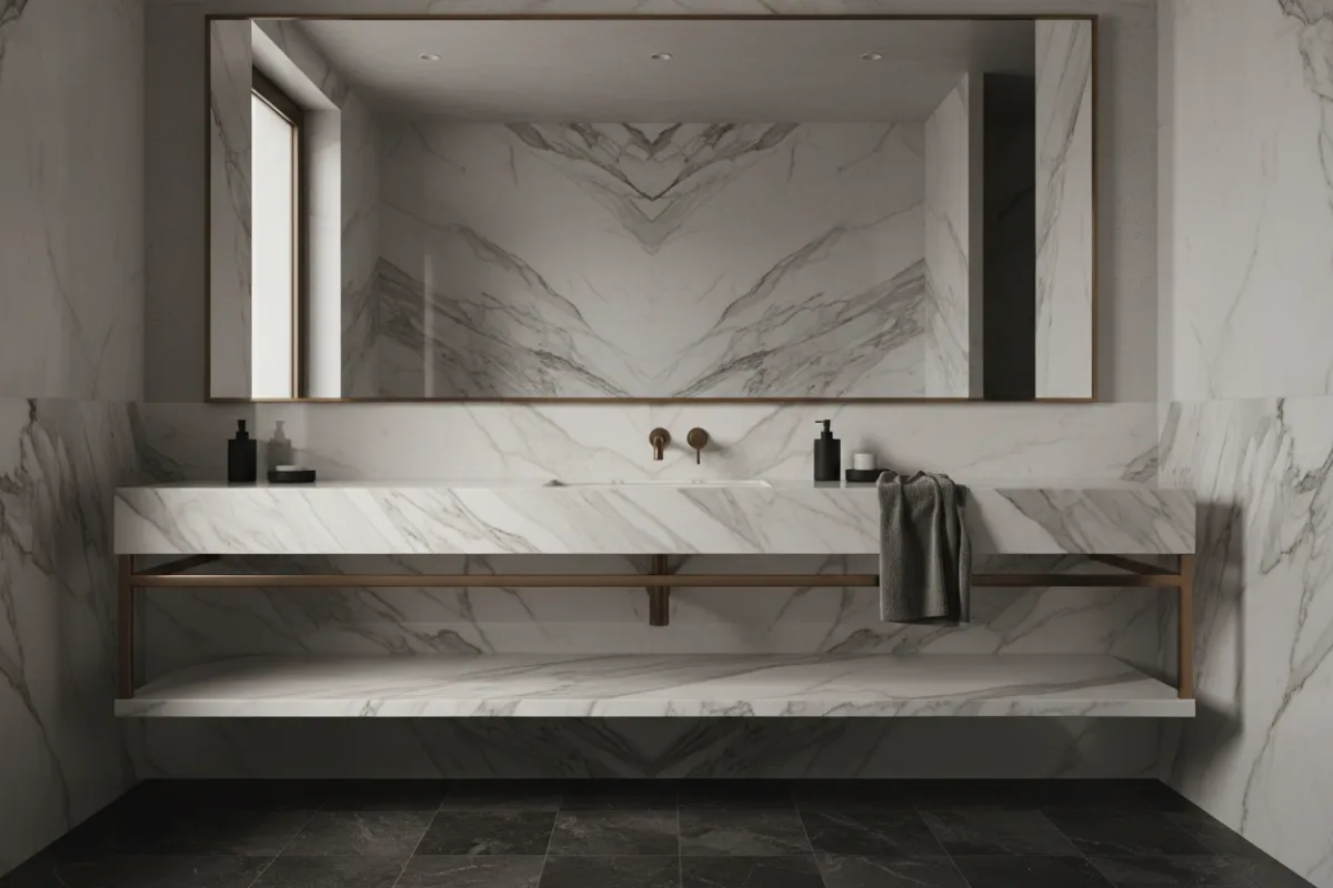 Marble Countertops in High-End Bathrooms