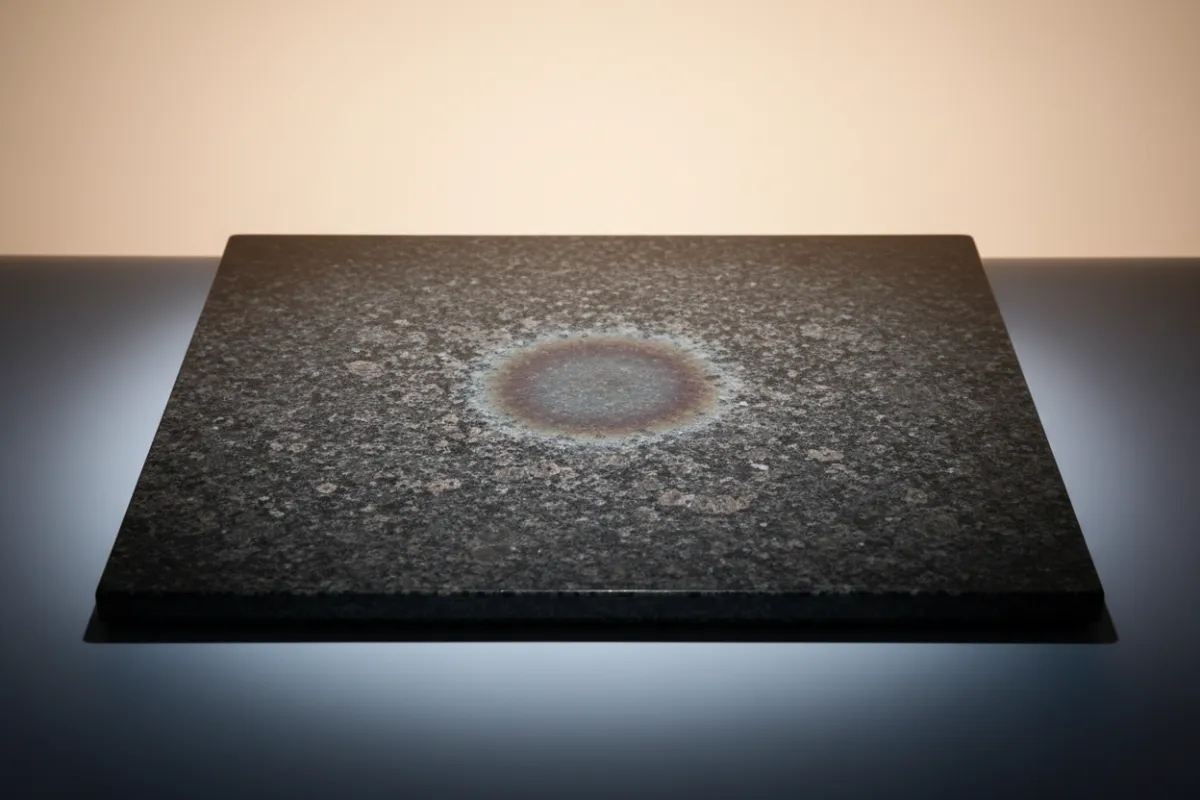 Close up of granite surface showing heat resistance