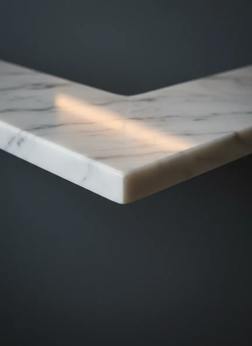 A professional sealing process on a freshly installed marble vanity