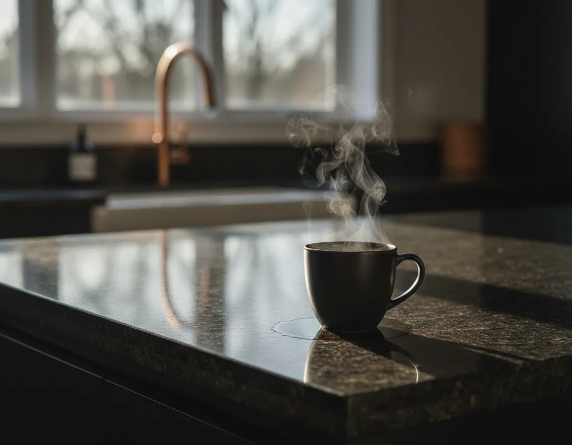Detailed view of heat-resistant granite countertop installation in a Memorial Texas kitchen